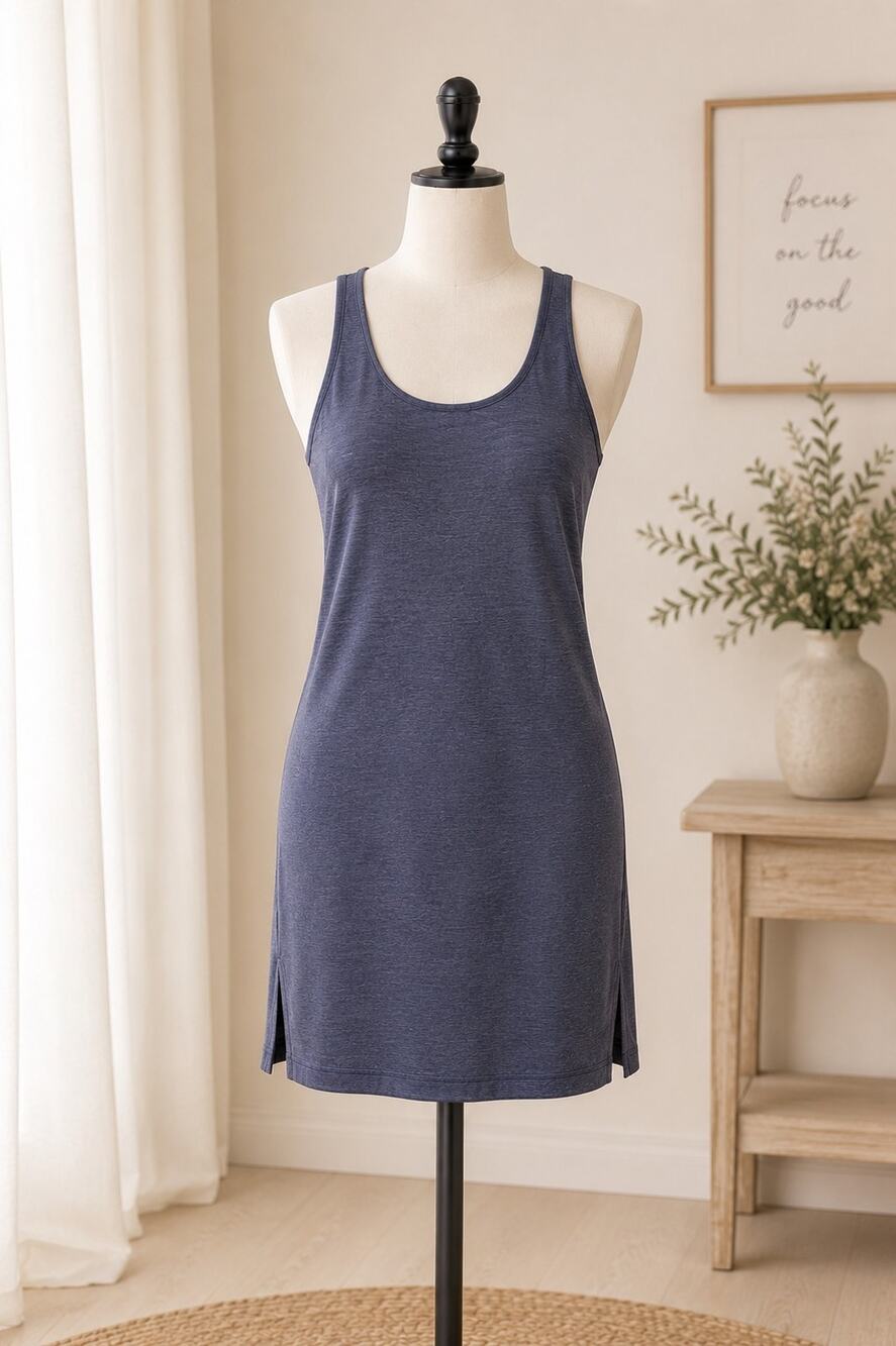 MTA Sport Tennis Dress Built-In Bra & Shorts Athletic Dress Size XL Blue